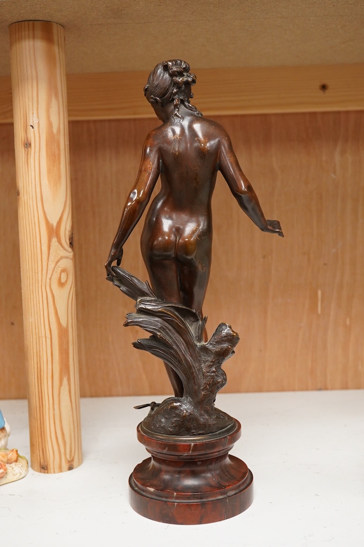 After Auguste Moreau (1834-1917), an Art Nouveau bronze study of a female nude, 30cm high